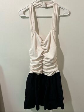 Maeve Ivory Halter Dress with Ruched Bodice